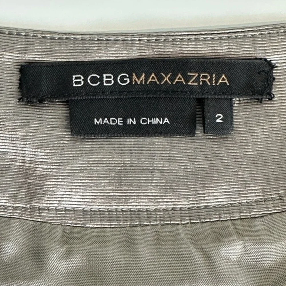 BCBGMaxAzria Metallic A-Line Box Pleated Skirt 2